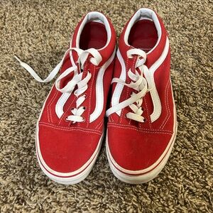 Vans Red and White Old Skool Sneakers Classic Style